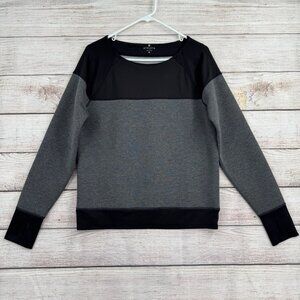 Athleta Fuse Colorblock‎ Scuba Neoprene Pullover Sweatshirt Women's M Gray/Black